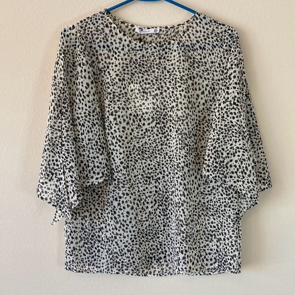 Cooper St Serena Tie Sleeve Top Animal Print Blouse 20CS06301 USA 4
